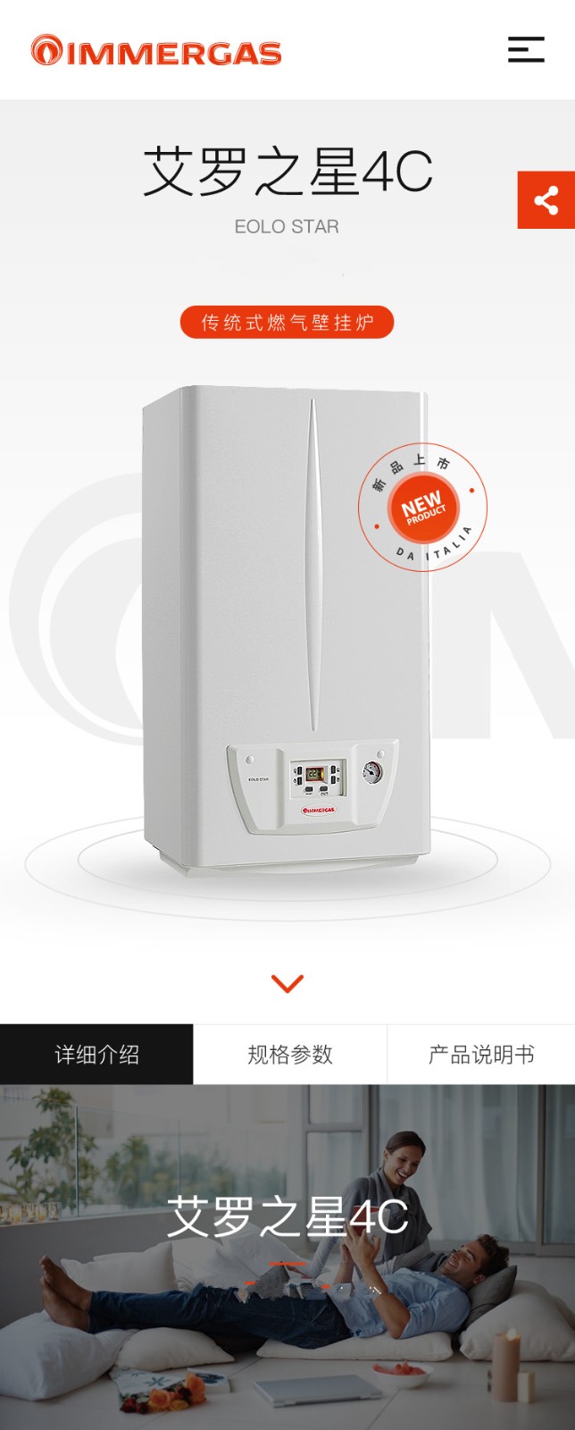 意大利依玛燃气采暖壁挂炉 采暖热水两用炉 艾罗(图1)