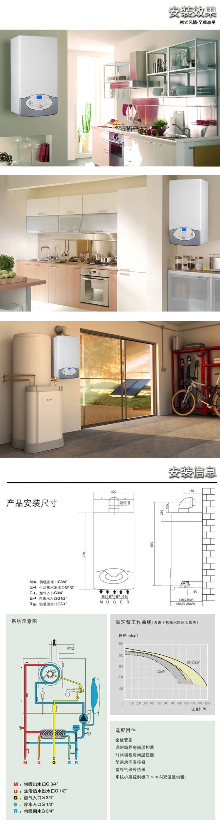 阿里斯顿能系列28千瓦壁挂炉安装效果图