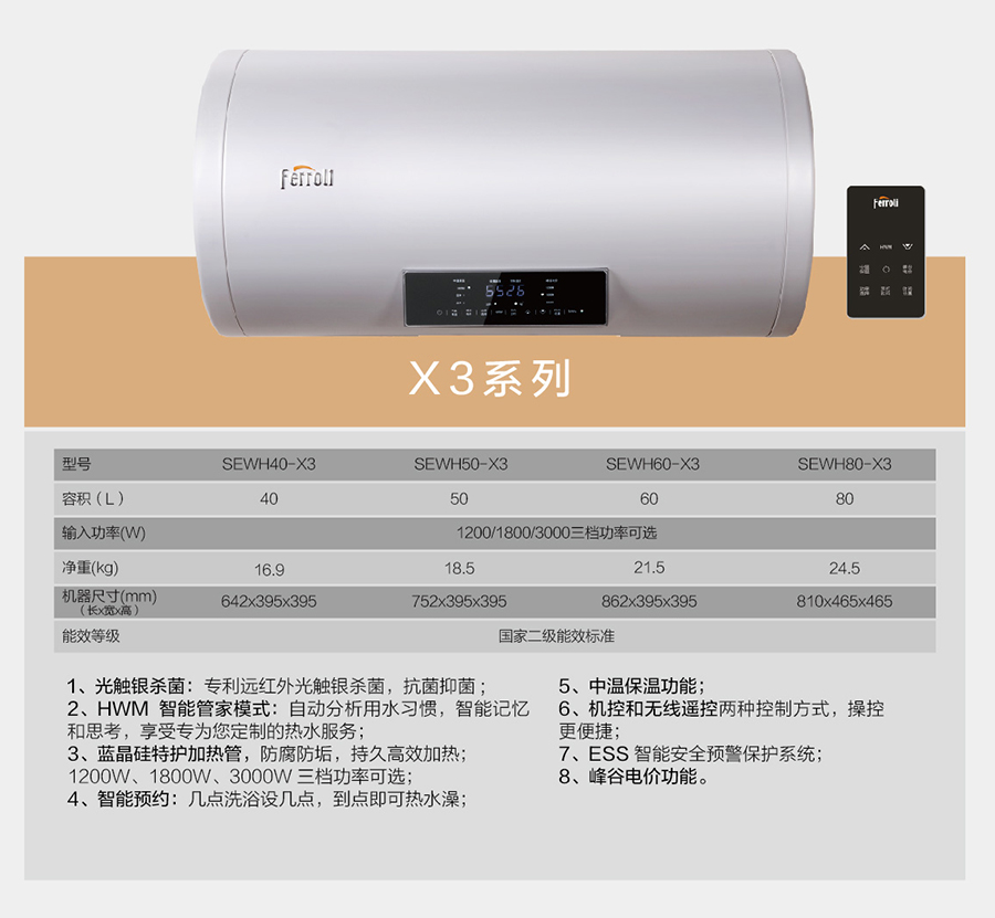 家用热水设备X3系列 电热水器(图1)